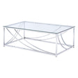  Coaster Furniture Lille 720498 Rectangular Glass Top Coffee Table - Chrome IMAGE 1