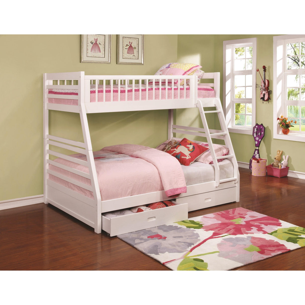  Coaster Furniture Ashton 460180 2-Drawer Wood Twin Over Full Bunk Bed - White IMAGE 1