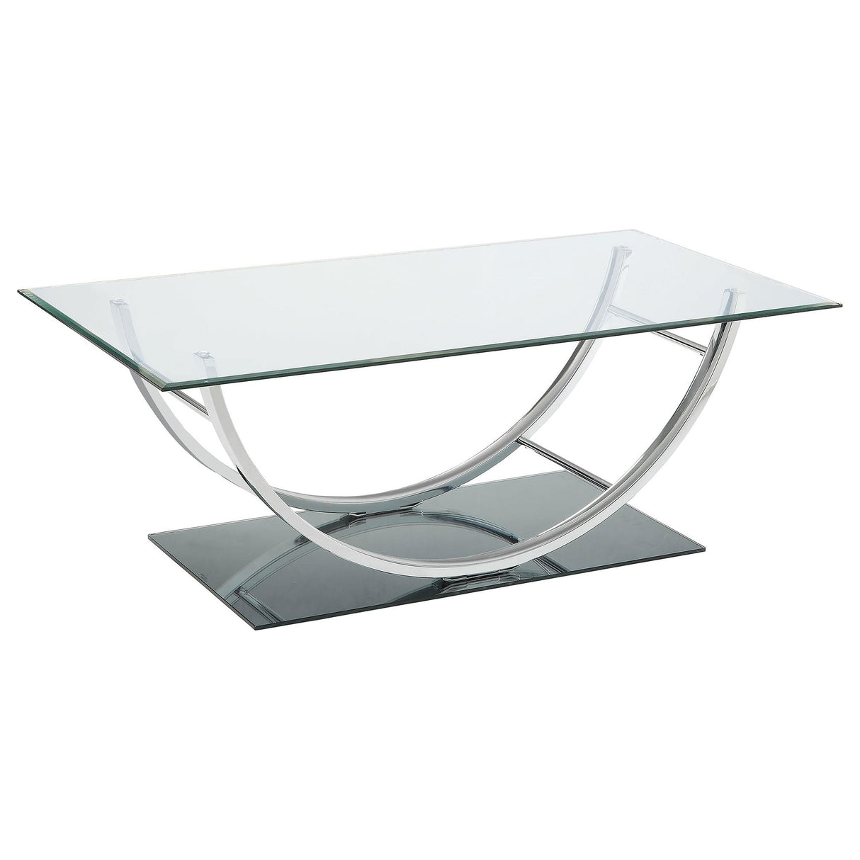  Coaster Furniture Danville 704988 Rectangular U-Shaped Glass Top Coffee Table - Chrome IMAGE 1