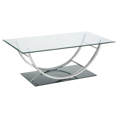  Coaster Furniture Danville 704988 Rectangular U-Shaped Glass Top Coffee Table - Chrome IMAGE 1