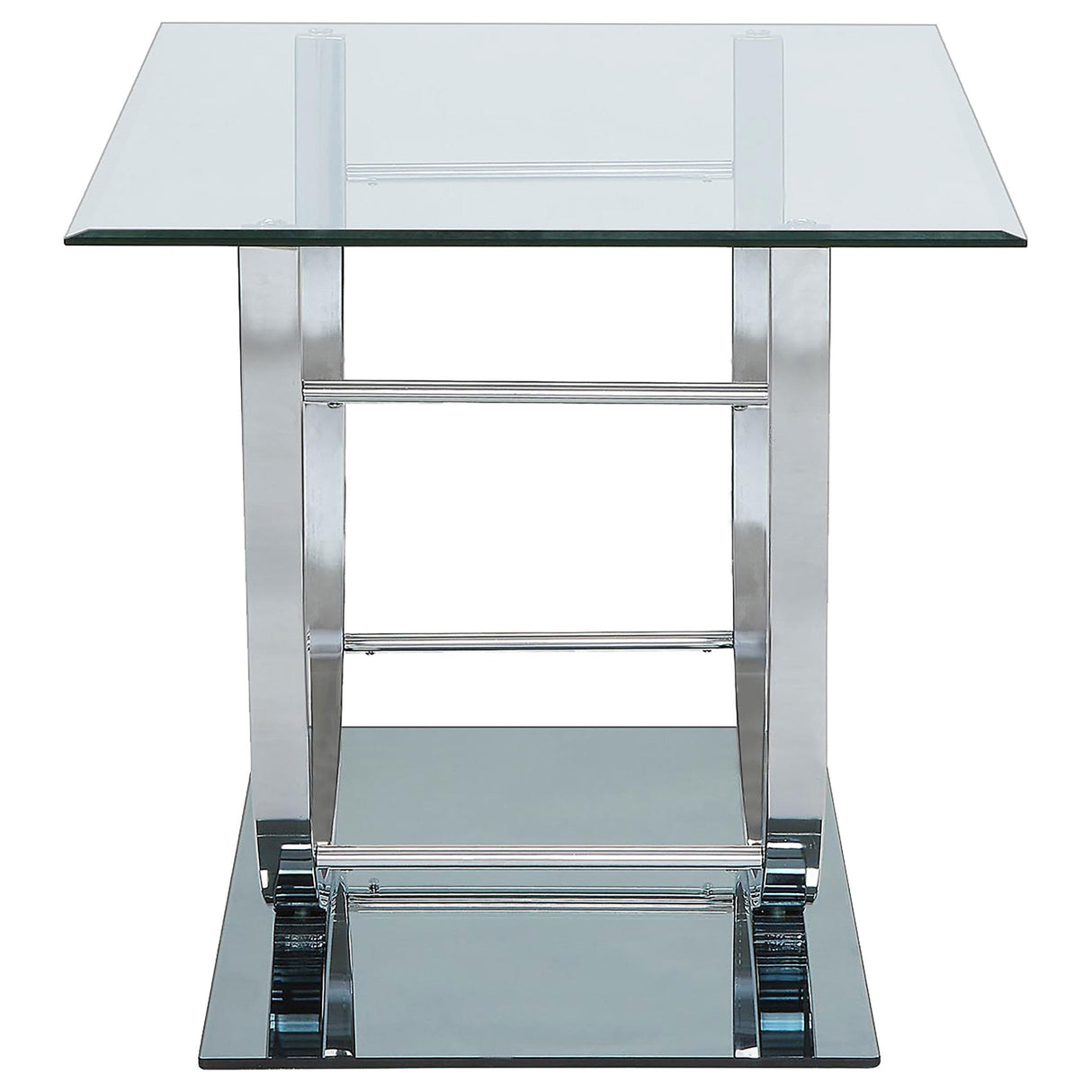  Coaster Furniture Danville 704987 Square U-Shaped Glass Top Side End Table - Chrome IMAGE 4