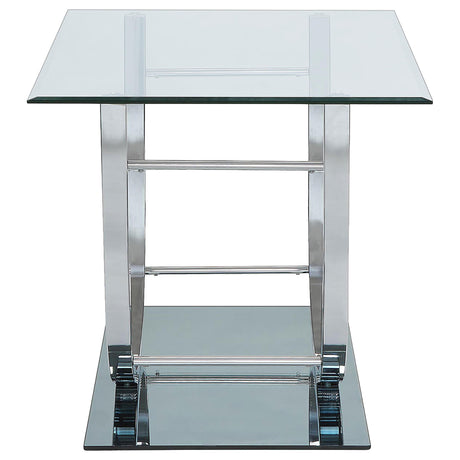  Coaster Furniture Danville 704987 Square U-Shaped Glass Top Side End Table - Chrome IMAGE 4