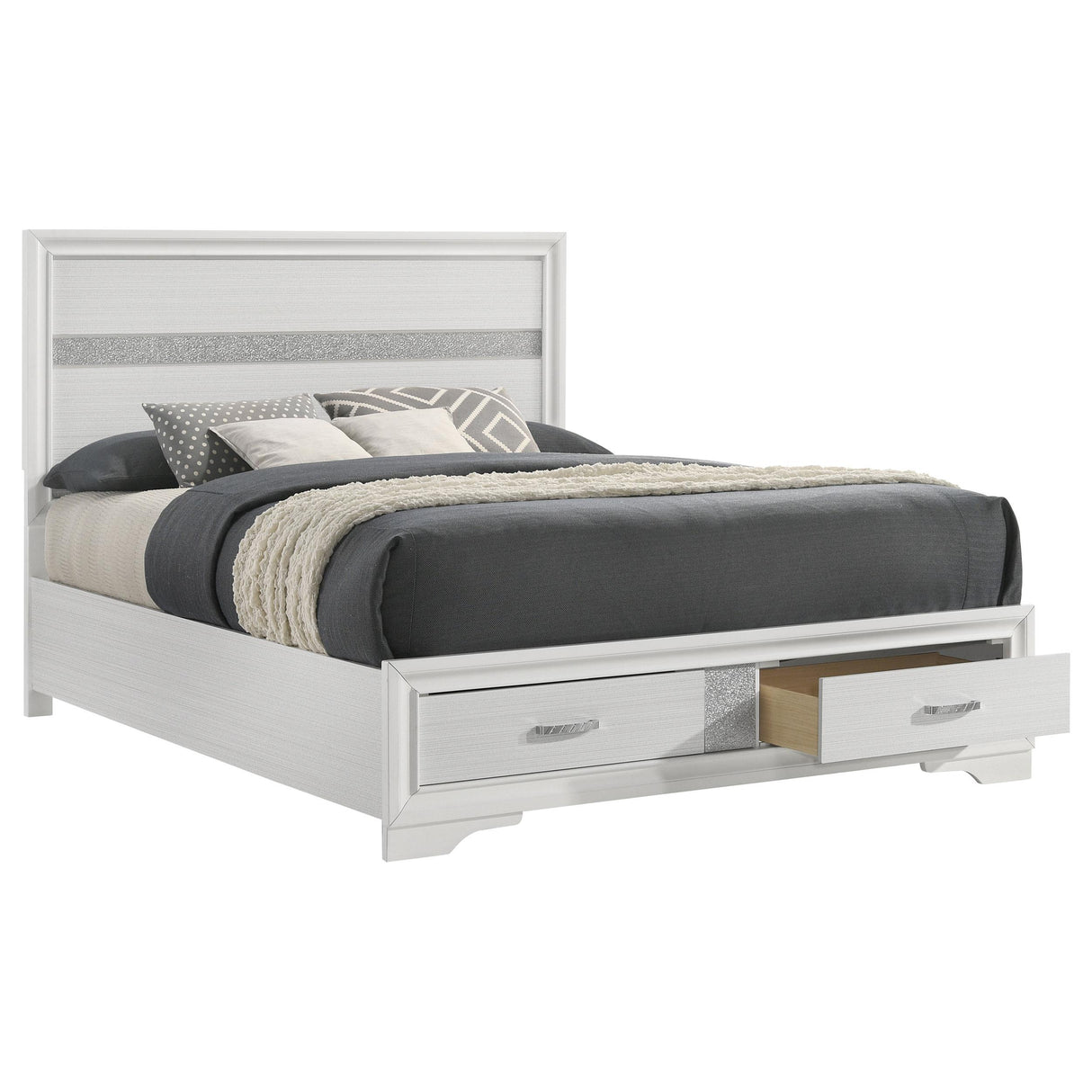  Coaster Furniture Miranda 205111Q 51-inch Wood Queen Storage Panel Bed - White IMAGE 2