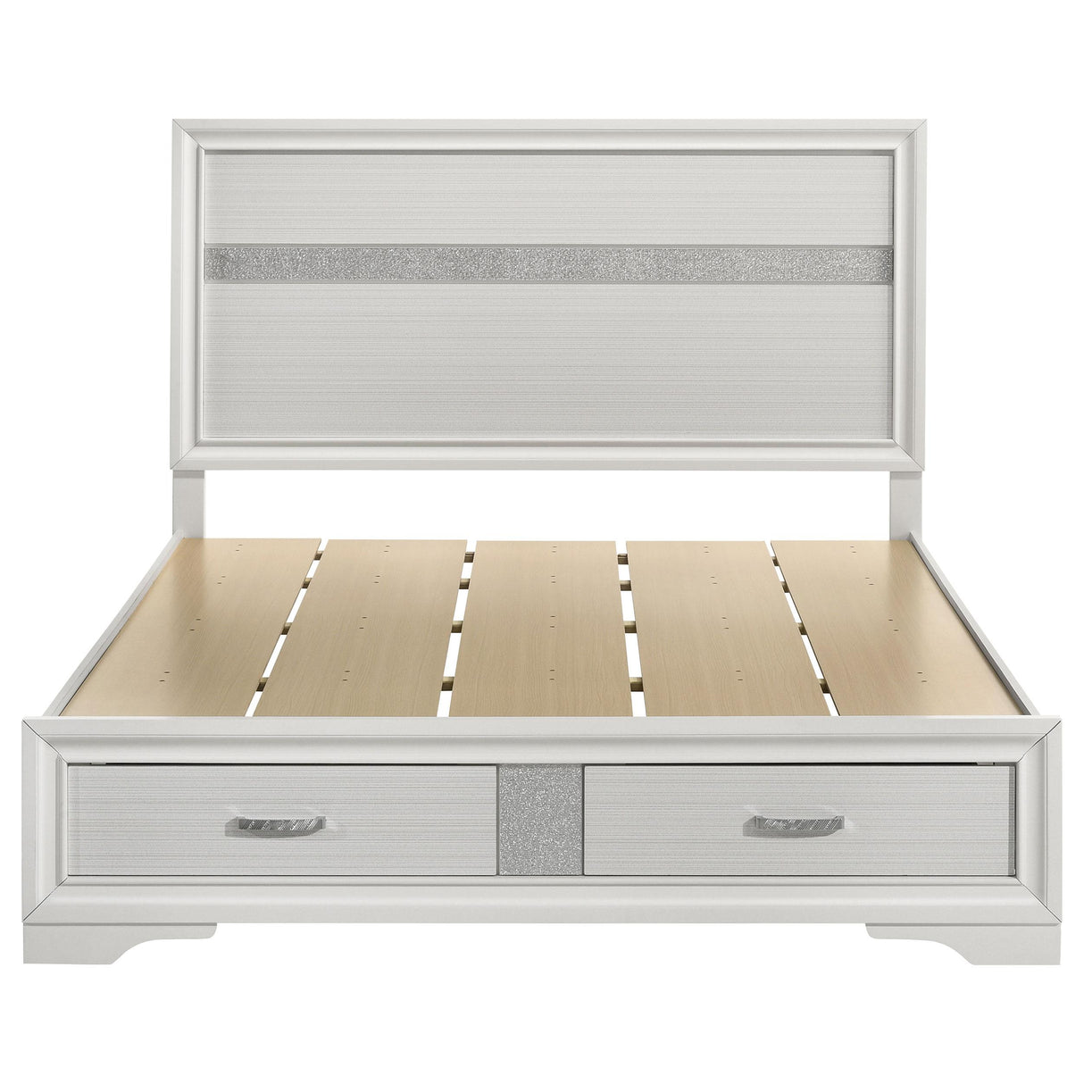  Coaster Furniture Miranda 205111Q 51-inch Wood Queen Storage Panel Bed - White IMAGE 3