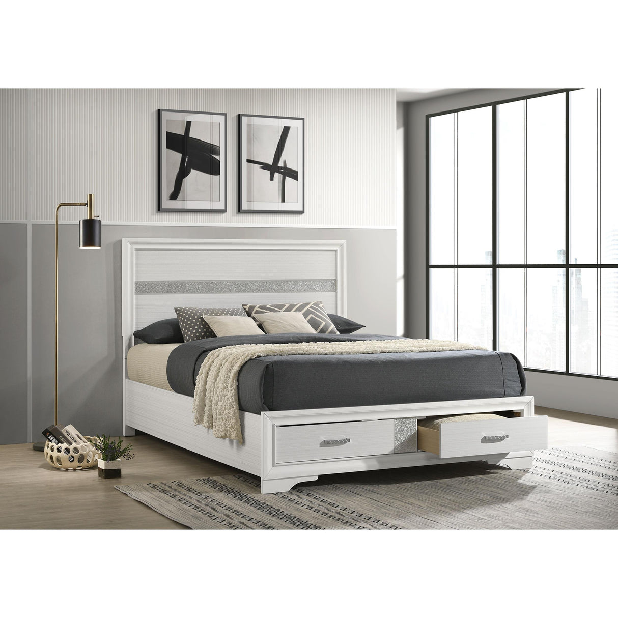  Coaster Furniture Miranda 205111Q 51-inch Wood Queen Storage Panel Bed - White IMAGE 6