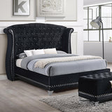  Coaster Furniture Barzini 300643KE Upholstered Eastern King Wingback Bed - Black IMAGE 1