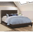 Coaster Furniture Dorian 300762KE Faux Leather Upholstered Eastern King Panel Bed - Brown IMAGE 1
