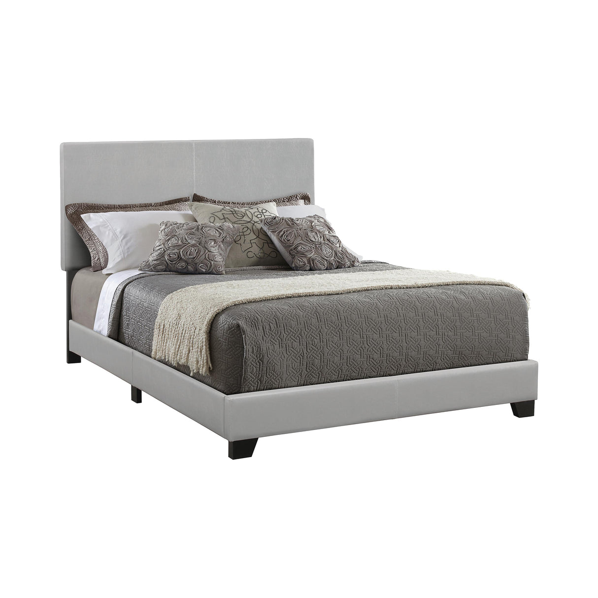  Coaster Furniture Dorian 300763Q Faux Leather Upholstered Queen Panel Bed - Grey IMAGE 1