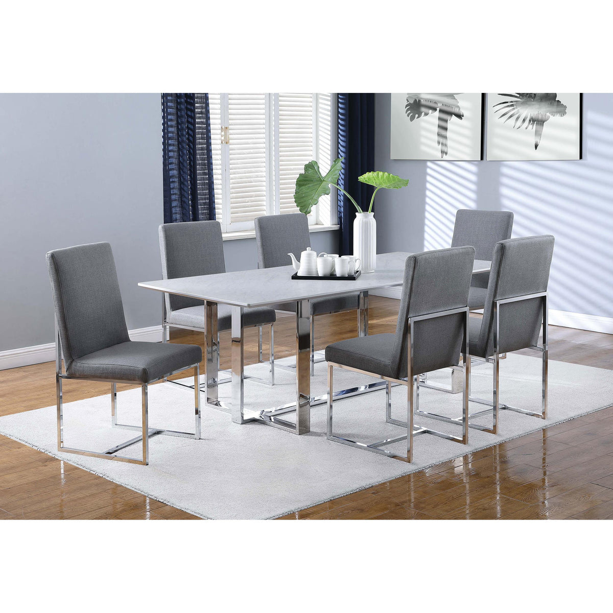  Coaster Furniture Mackinnon 107143 Upholstered Dining Side Chair - Grey (Set of 2) IMAGE 10