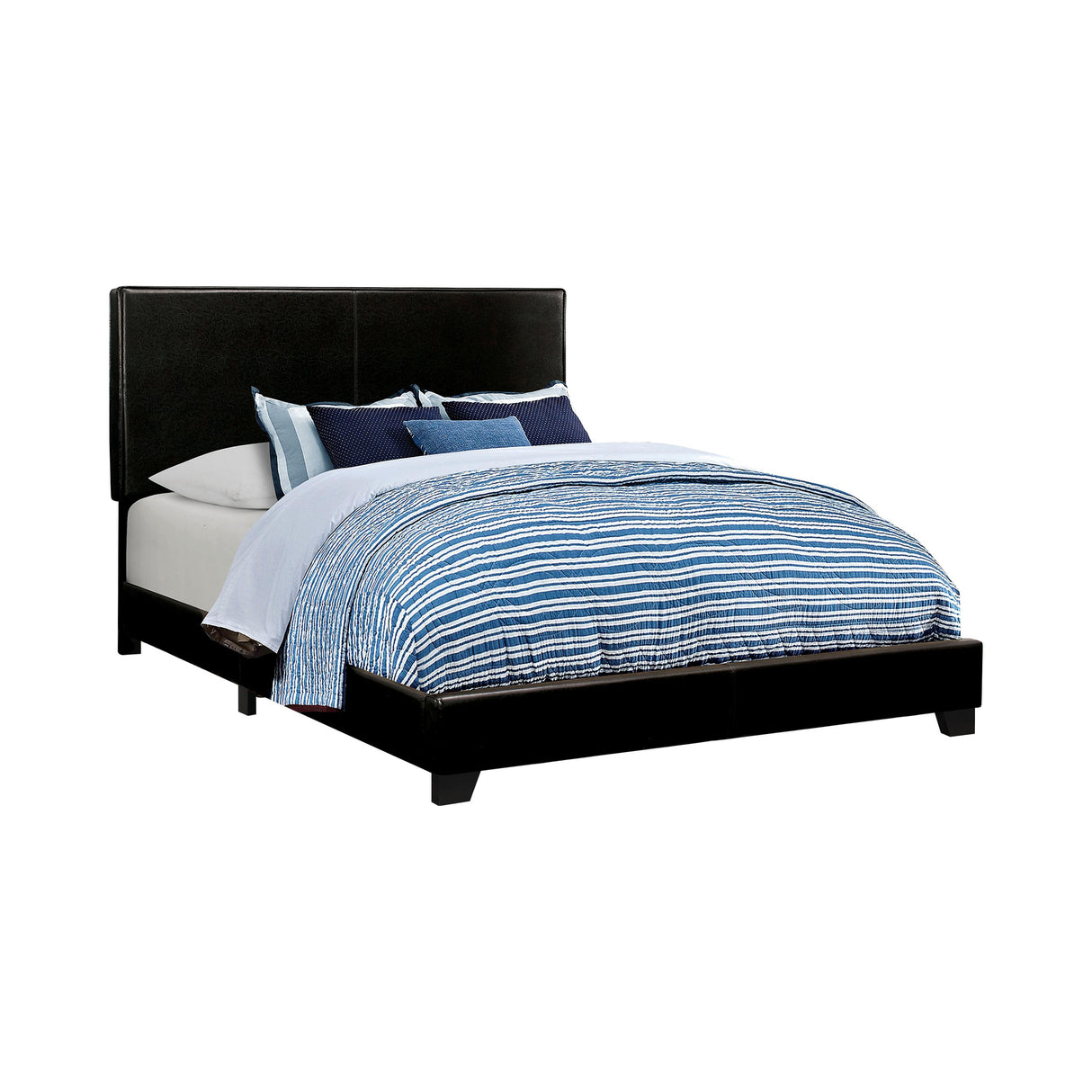  Coaster Furniture Dorian 300761Q Faux Leather Upholstered Queen Panel Bed - Black IMAGE 1