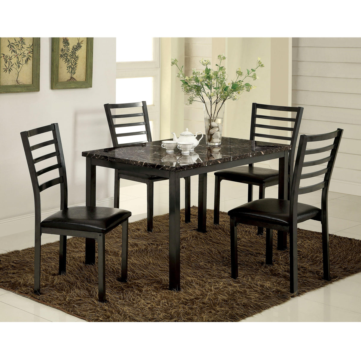  Furniture of America Colman Dining Table with Faux Marble Top CM3615T-48 IMAGE 4