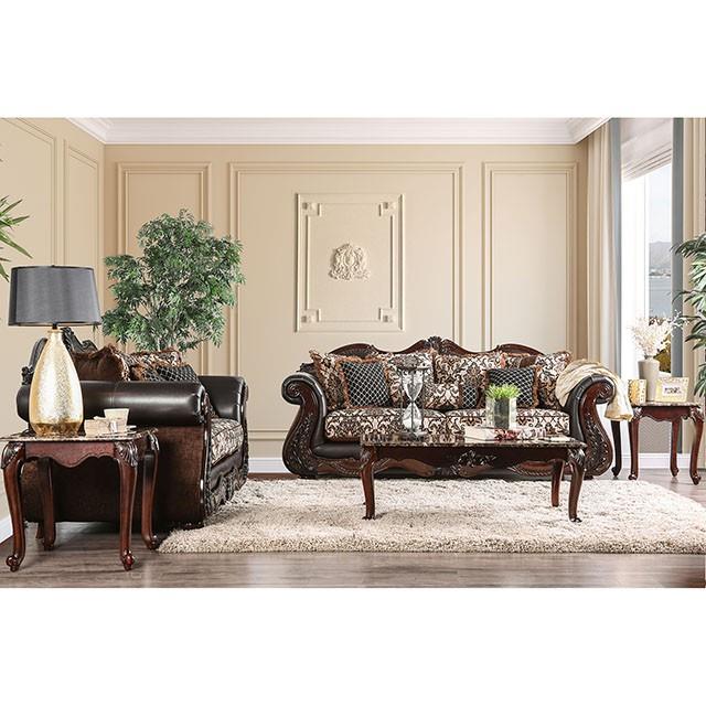  Furniture of America Jamael Stationary Fabric and Leather Look Sofa SM6405-SF IMAGE 1