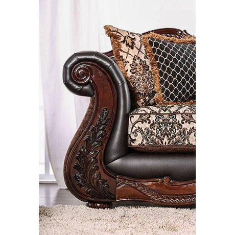 Furniture of America Jamael Stationary Fabric and Leather Look Sofa SM6405-SF IMAGE 3