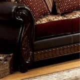  Furniture of America Franklin Stationary Fabric and Leather Look Loveseat SM6106N-LV IMAGE 2