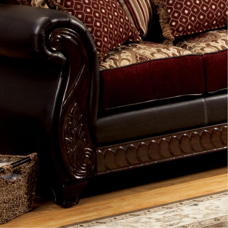  Furniture of America Franklin Stationary Fabric and Leather Look Loveseat SM6106N-LV IMAGE 2