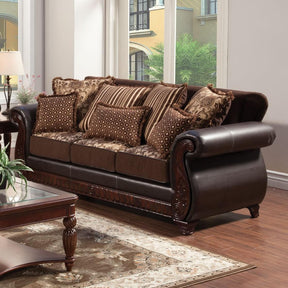  Furniture of America Franklin Stationary Fabric and Leather Look Sofa SM6107N-SF IMAGE 1