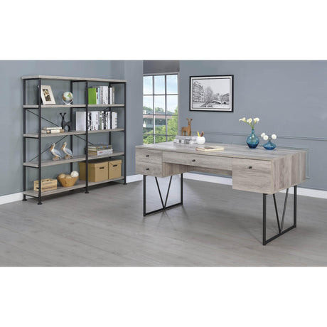  Coaster Furniture Analiese 801999 63-inch 4-Drawer Writing Desk - Grey Driftwood IMAGE 8