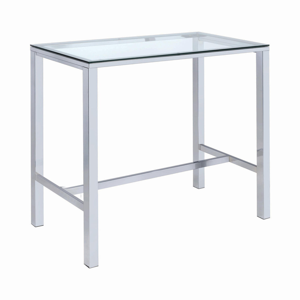  Coaster Furniture Tolbert 104873 Rectangular 47-inch Glass Top Pub Bar Table - Chrome IMAGE 1