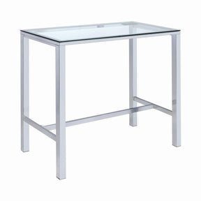  Coaster Furniture Tolbert 104873 Rectangular 47-inch Glass Top Pub Bar Table - Chrome IMAGE 1