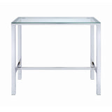  Coaster Furniture Tolbert 104873 Rectangular 47-inch Glass Top Pub Bar Table - Chrome IMAGE 2