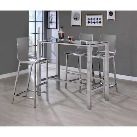  Coaster Furniture Tolbert 104873 Rectangular 47-inch Glass Top Pub Bar Table - Chrome IMAGE 5