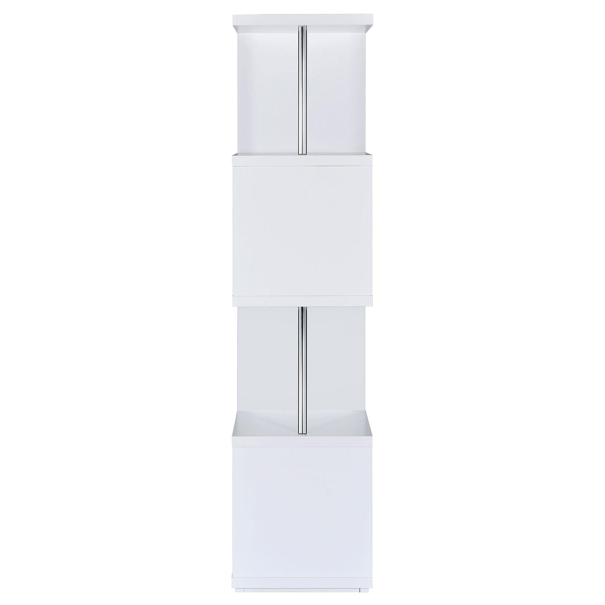  Coaster Furniture Baxter 801418 67-inch 4-shelf Bookshelf - White and Chrome IMAGE 2