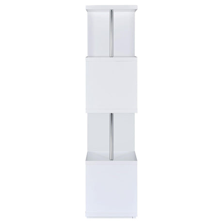  Coaster Furniture Baxter 801418 67-inch 4-shelf Bookshelf - White and Chrome IMAGE 2