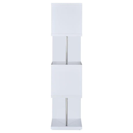  Coaster Furniture Baxter 801418 67-inch 4-shelf Bookshelf - White and Chrome IMAGE 6