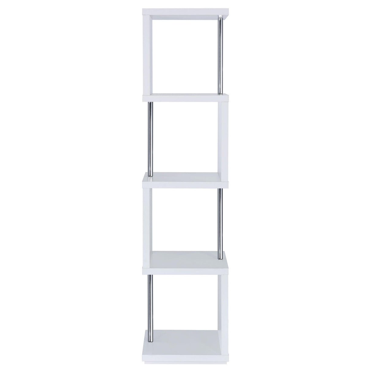  Coaster Furniture Baxter 801418 67-inch 4-shelf Bookshelf - White and Chrome IMAGE 8
