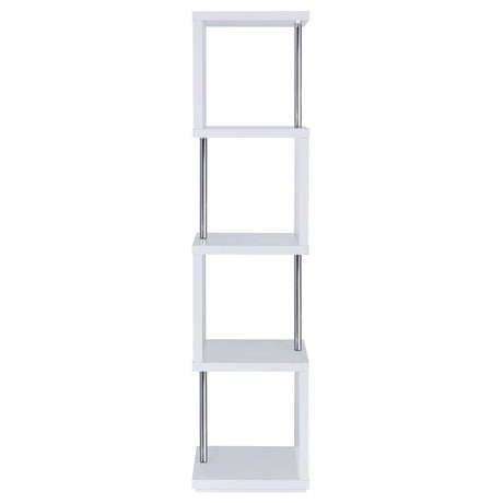  Coaster Furniture Baxter 801418 67-inch 4-shelf Bookshelf - White and Chrome IMAGE 8