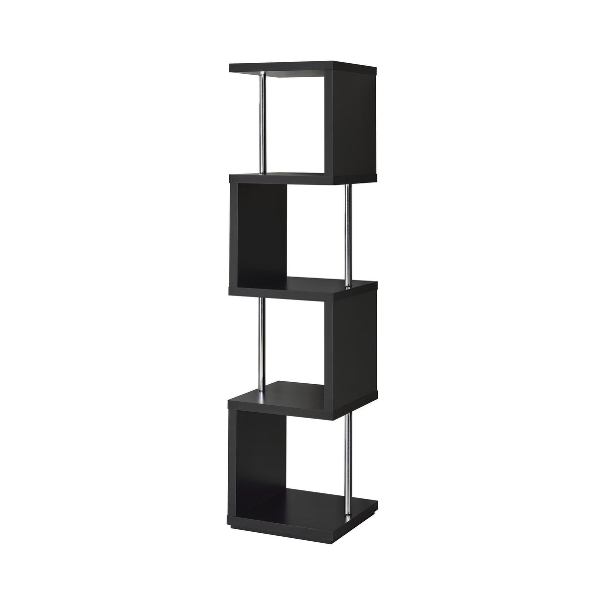  Coaster Furniture Baxter 801419 67-inch 4-shelf Bookshelf - Black and Chrome IMAGE 2