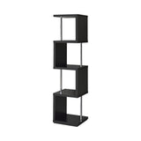  Coaster Furniture Baxter 801419 67-inch 4-shelf Bookshelf - Black and Chrome IMAGE 2