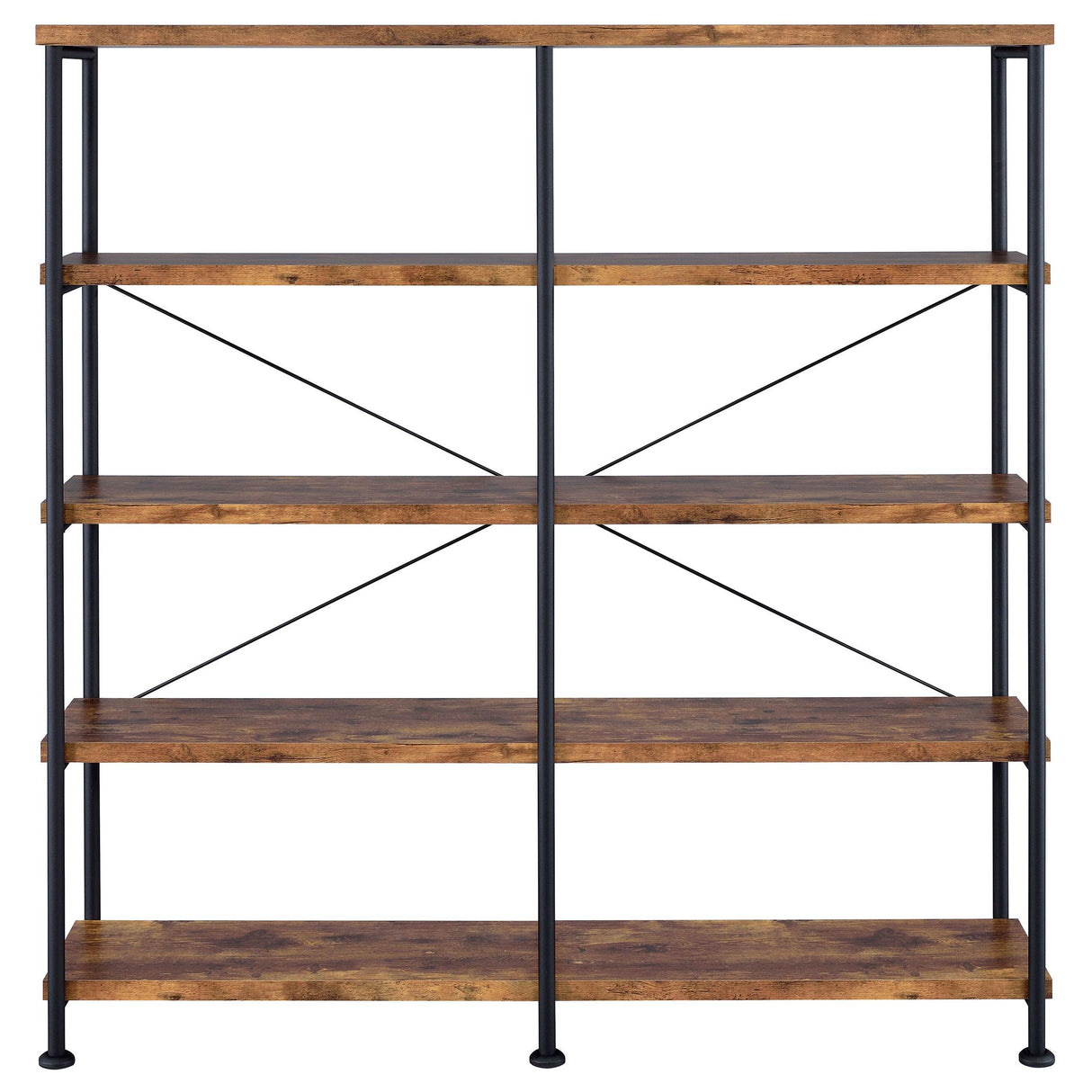  Coaster Furniture Analiese 801543 63-inch 4-shelf Double Bookshelf - Rustic Nutmeg IMAGE 2