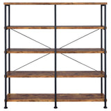  Coaster Furniture Analiese 801543 63-inch 4-shelf Double Bookshelf - Rustic Nutmeg IMAGE 2
