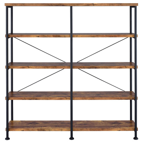  Coaster Furniture Analiese 801543 63-inch 4-shelf Double Bookshelf - Rustic Nutmeg IMAGE 2