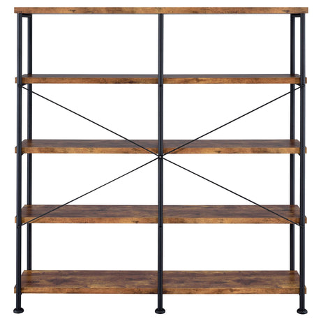  Coaster Furniture Analiese 801543 63-inch 4-shelf Double Bookshelf - Rustic Nutmeg IMAGE 5