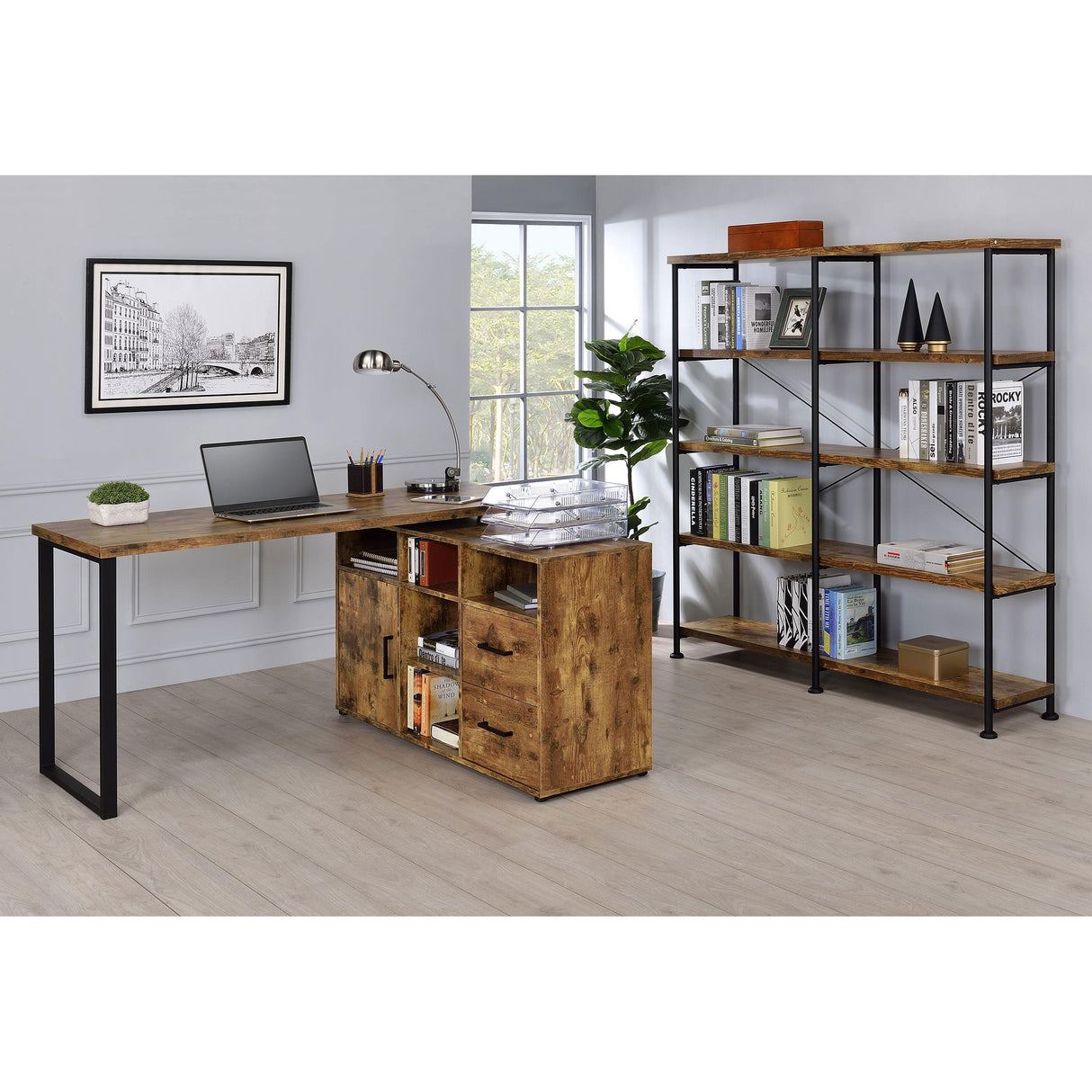  Coaster Furniture Analiese 801543 63-inch 4-shelf Double Bookshelf - Rustic Nutmeg IMAGE 9