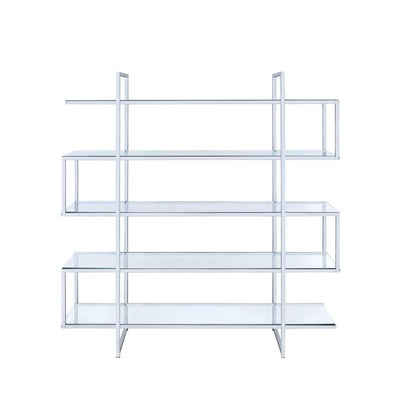  Coaster Furniture Elmer 801304 63-inch 5-shelf Bookshelf - Clear and Chrome IMAGE 1