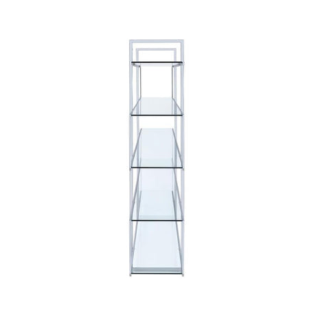  Coaster Furniture Elmer 801304 63-inch 5-shelf Bookshelf - Clear and Chrome IMAGE 3