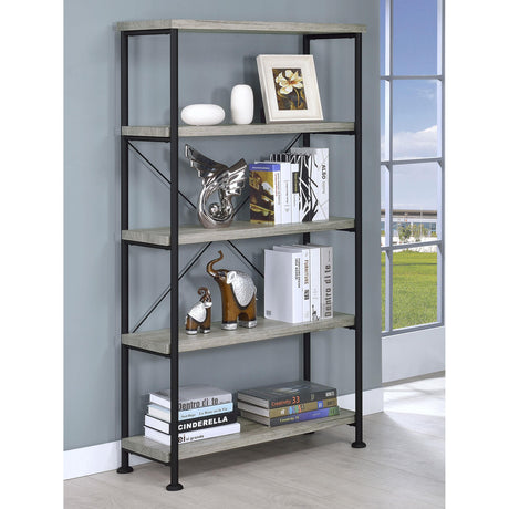  Coaster Furniture Analiese 801546 63-inch 4-shelf Bookshelf - Grey Driftwood IMAGE 7