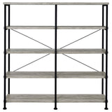  Coaster Furniture Analiese 801544 63-inch 4-shelf Double Bookshelf - Grey Driftwood IMAGE 2