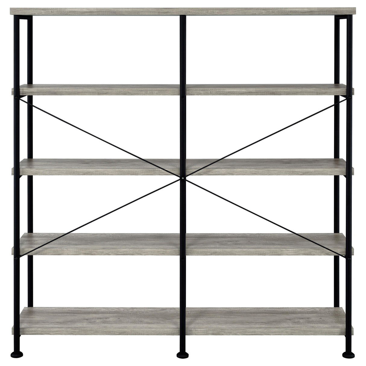  Coaster Furniture Analiese 801544 63-inch 4-shelf Double Bookshelf - Grey Driftwood IMAGE 5