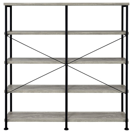  Coaster Furniture Analiese 801544 63-inch 4-shelf Double Bookshelf - Grey Driftwood IMAGE 5