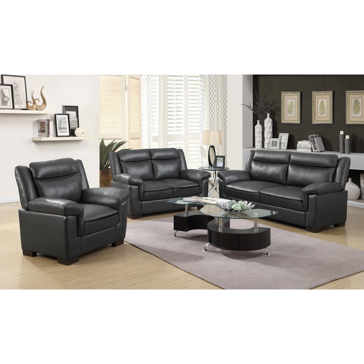  Coaster Furniture Arabella 506593 Upholstered Padded Arm Accent Chair - Grey IMAGE 8