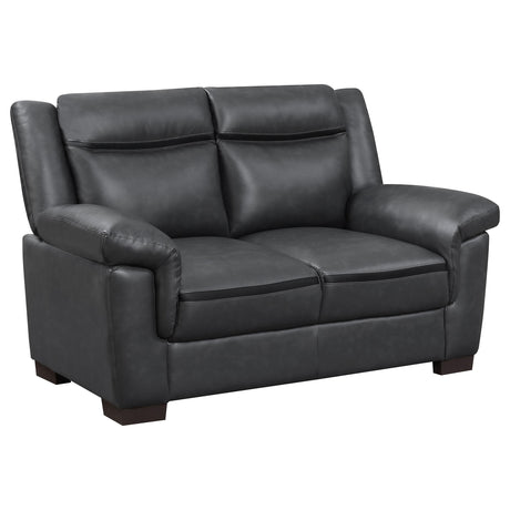  Coaster Furniture Arabella 506592 Upholstered Padded Arm Loveseat - Grey IMAGE 1