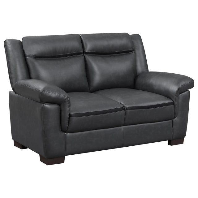  Coaster Furniture Arabella 506592 Upholstered Padded Arm Loveseat - Grey IMAGE 1