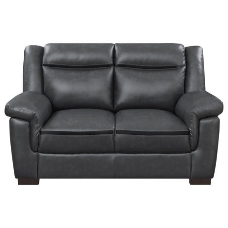  Coaster Furniture Arabella 506592 Upholstered Padded Arm Loveseat - Grey IMAGE 2