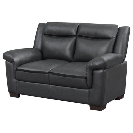  Coaster Furniture Arabella 506592 Upholstered Padded Arm Loveseat - Grey IMAGE 3