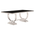  Coaster Furniture Antoine 107871 Rectangular 95-inch Glass Top Dining Table - Black IMAGE 1