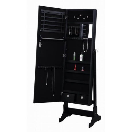  Coaster Furniture Tutuola 904039 Cheval Mirror with Jewelry Storage - Black IMAGE 2